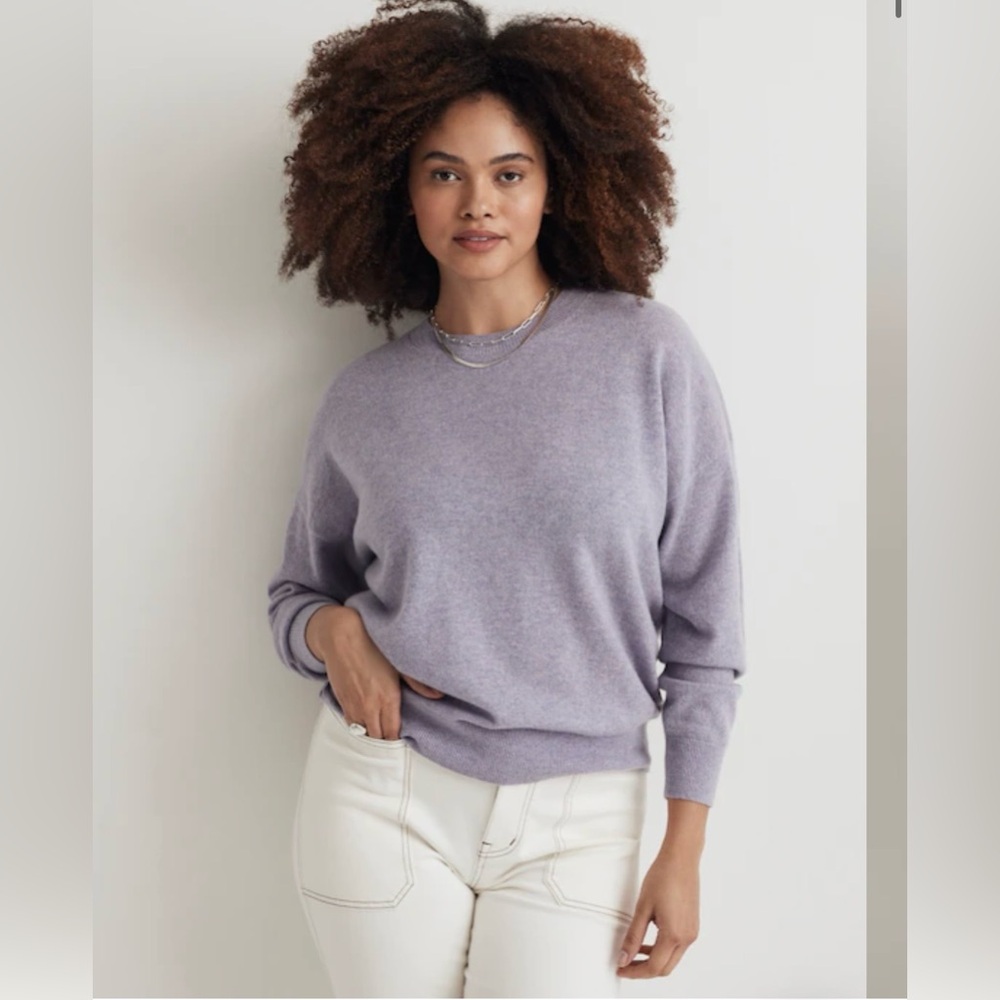 Madewell Women’s Oversized Cashmere Crewneck Sweater Heather Soft Purple Small